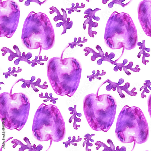 Wallpaper Mural Apples seamless pattern handmade. Watercolor illustration. Suitable for fabrics, textiles, wallpaper, wrapping paper, stationery Torontodigital.ca
