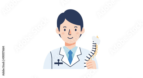 Illustration of a friendly doctor holding a clipboard with medical symbols showing compassion and professionalism in healthcare