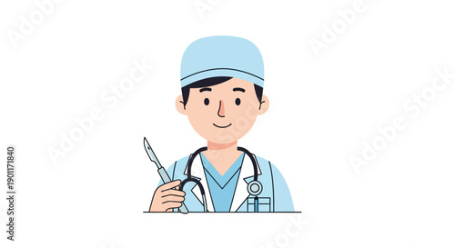 Healthcare professional with surgical tools dressed in medical scrubs and cap seeking to improve patient outcomes