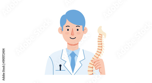 Medical professional smiling while holding a detailed illustration of the human spine highlighting spinal health awareness