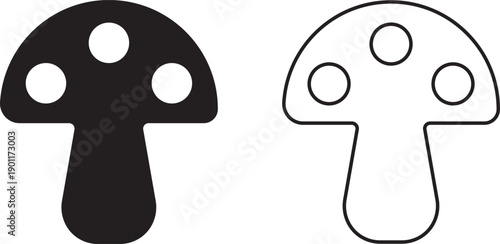 Mushroom silhouette icons set – filled, solid, fungi and nature symbols