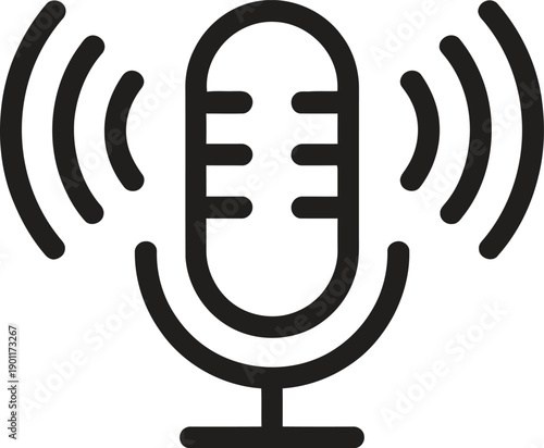 Microphone line icon. Broadcast, audio, sound, podcast, media vector illustration
