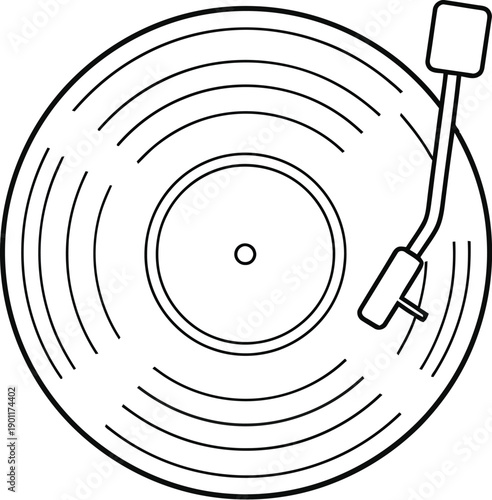 Turntable record player viewed from above.