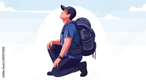 A farmer in overalls and a hat bending down to lift a metal bucket from the ground in a simple illustration.