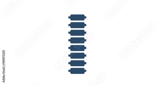 Group of blue cylindrical objects stacked.