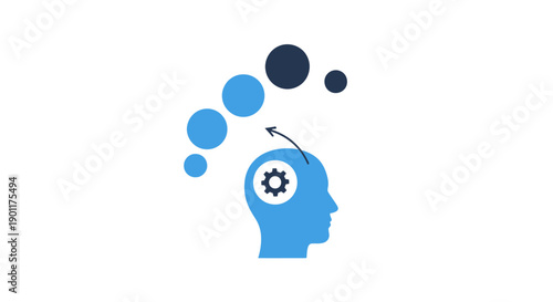 Human Head with Gears and Bubbles.