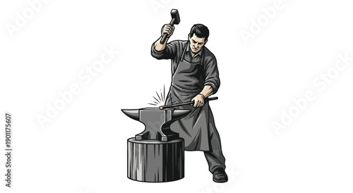 A farmer in overalls and a hat bending down to lift a metal bucket from the ground in a simple illustration.