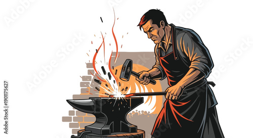 A farmer in overalls and a hat bending down to lift a metal bucket from the ground in a simple illustration.