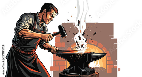 A farmer in overalls and a hat bending down to lift a metal bucket from the ground in a simple illustration.