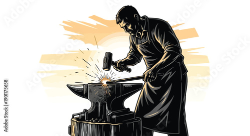 A farmer in overalls and a hat bending down to lift a metal bucket from the ground in a simple illustration.