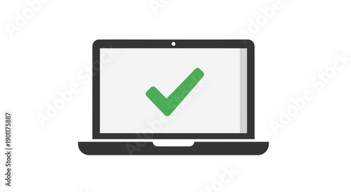 Laptop with green check mark screen.