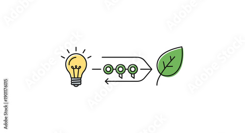 Lightbulb Idea Turning into Green Leaf.