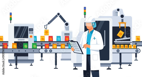 advanced pharmaceutical manufacturing process with automated machinery and healthcare professional supervision ensuring high