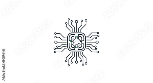 Microchip Circuit Diagram Technical Illustration.