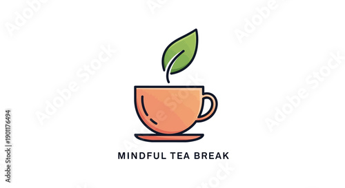 Mindful Tea Break With Green Leaf.