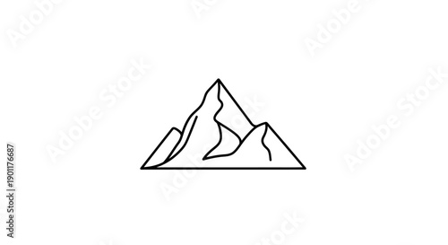 Mountain Peaks Line Art Illustration.