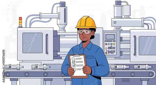 Industrial Worker Monitoring Machine Operations with Checklist