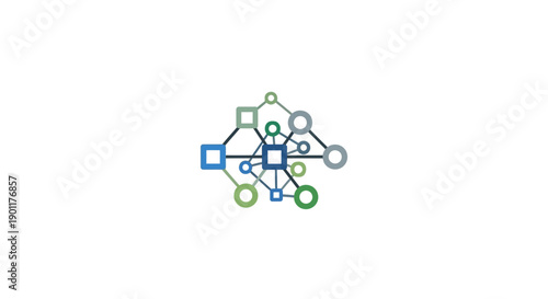 Network Diagram with Colored Shapes and Lines.