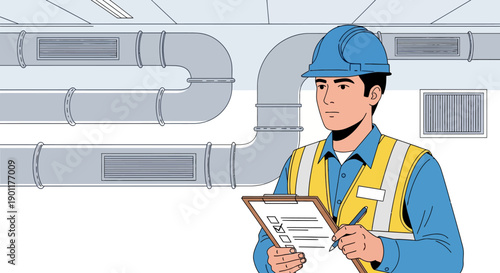 Industrial Worker Monitoring Pipe System in Facility