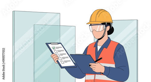 Female Construction Inspector with Safety Gear Conducting Inspection