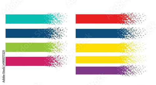 Collection of colorful horizontal stripes with a distressed, fading effect on a white background.