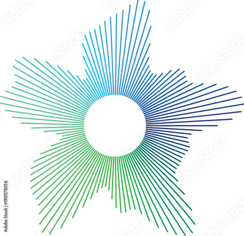circular sound wave visualizer and audio spectrum icon design for music and media applications