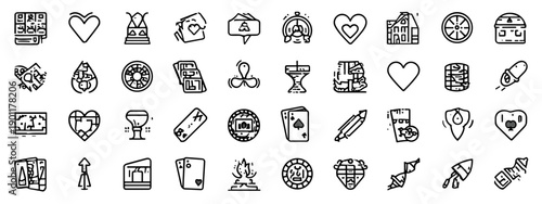 set of card game icons poker black jack vector illustration 