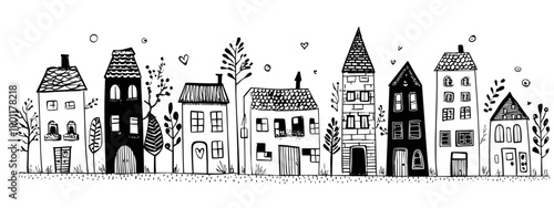 vector architecture houses illustration  