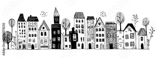 vector architecture houses illustration  