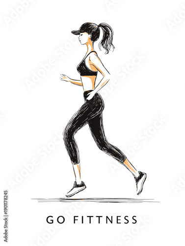 vector illustration of a running woman fitness motivation 