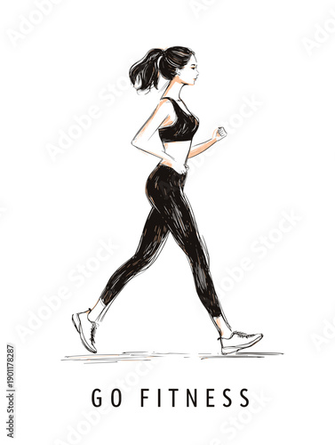 vector illustration of a running woman fitness motivation 