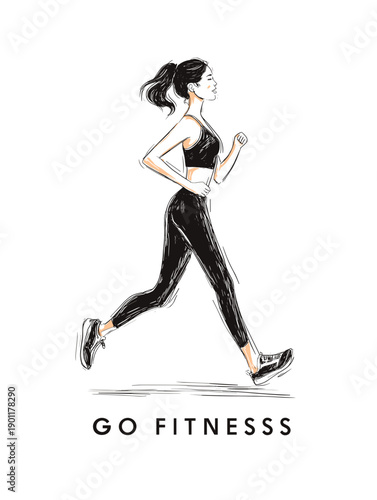 vector illustration of a running woman fitness motivation 