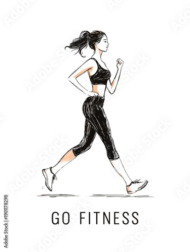 vector illustration of a running woman fitness motivation 