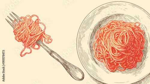 italian pasta vector hand drawn illustration 