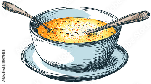 cup of hot soup vector illustration 
