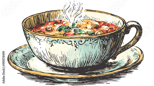 cup of hot soup vector illustration 