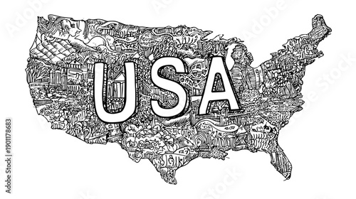 American state map with text USA vector illlustration od region and country 