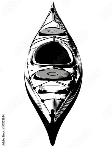 black and white canoe vector illlustration boat 