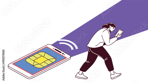 Minimal Vector Illustration of Smartphone and SIM Card