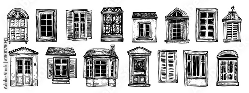 set of antique windows
