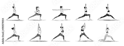 set vector illustration of a silhouette woman fitness or yoga , pilates training 