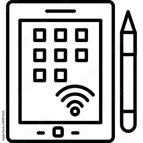 Tablet with wireless signal Icon