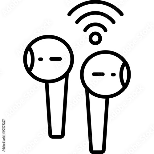 Earbuds with wireless signal Icon