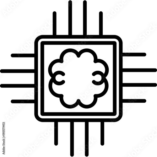 Processor chip with brain Icon