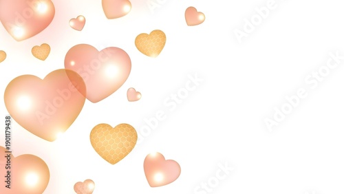 Wallpaper Mural Elegant background with glossy and honeycomb textured peach-colored hearts, shimmering and floating on a pure white backdrop, perfect for romantic or celebration themes Torontodigital.ca