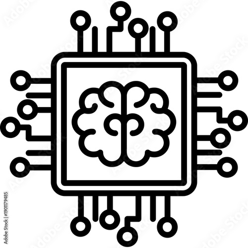 Processor chip with brain symbol Icon