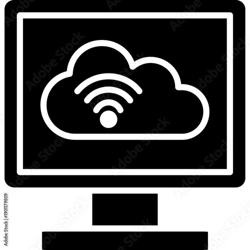 Computer monitor with cloud Icon