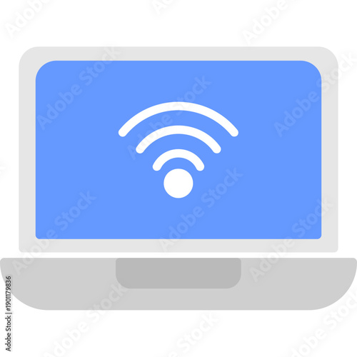 Laptop computer with wireless signal Icon