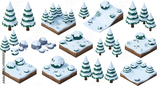 snowy pine forest tiles