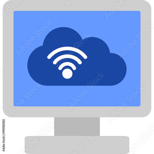 Computer monitor with cloud Icon
